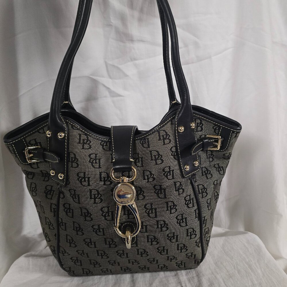 Dooney & Bourke Canvas and Leather Logo Satchel - Black